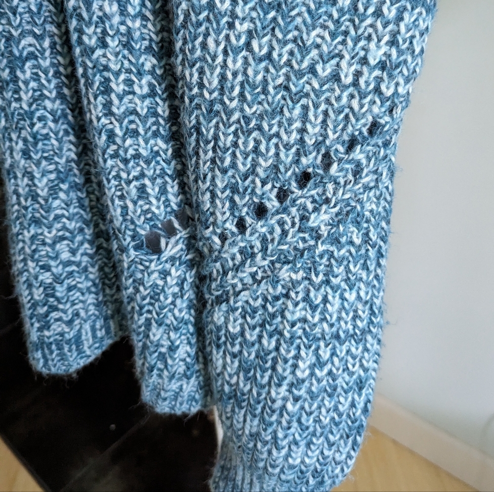 NEW LOFT Ann Taylor Women's XL Open Knit Detail Sweater Blue Marled Long Sleeve - Picture 4 of 11
